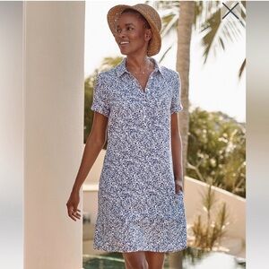 3552 Garnet Hill Linen Relaxed Popover Shirtdress Small